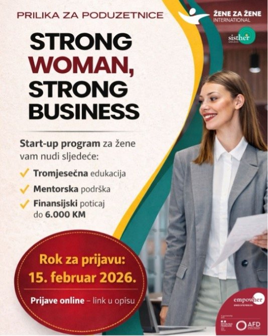 Javni poziv za žene s poduzetničkim idejama – Program „Strong Woman, Strong Business“